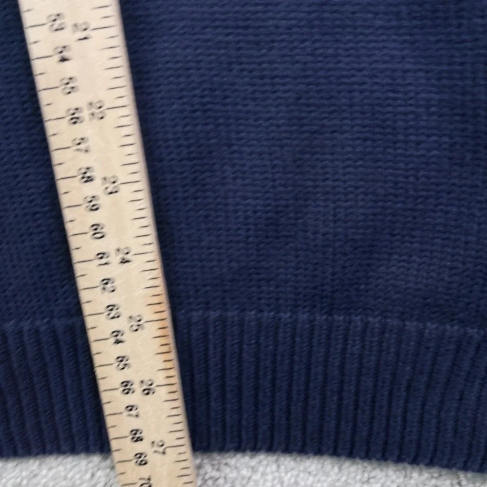 Vintage Lands End Sweater Vest Mens Large Navy Blue Knit V Neck Pullover USA‎
